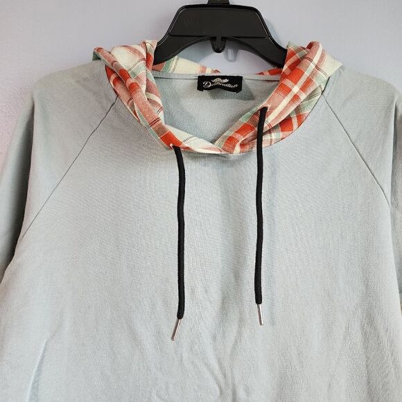 Light Green Pullover Hoodie with Plaid Front Pockets & Sleeve (NWOT) - Picture 2 of 13